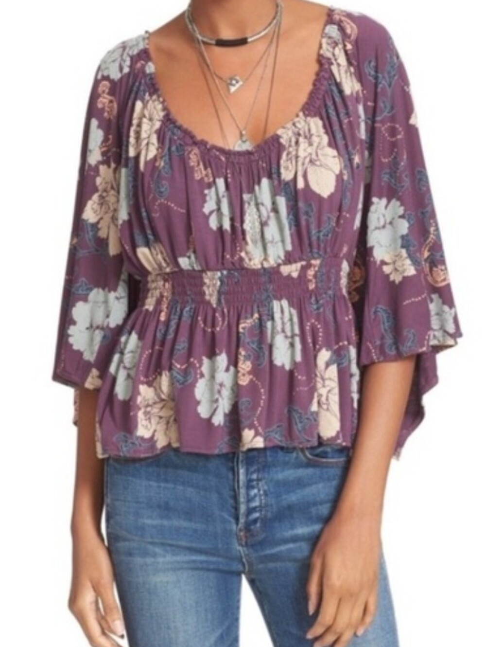 Free Pepple Floral Strappy Back Blouse